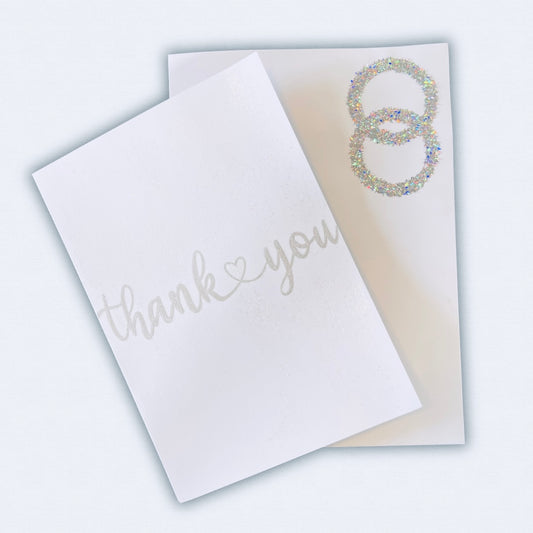 A Handmade A5 Personalised Thank you Glitter Card.