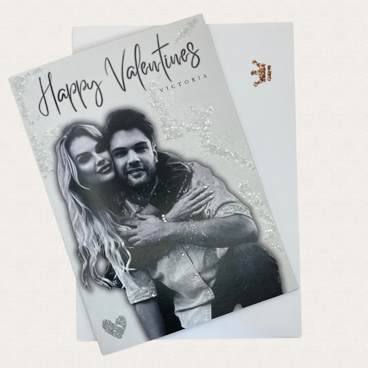 A Handmade A5 Personalised Photo Valentines Day Glitter Card