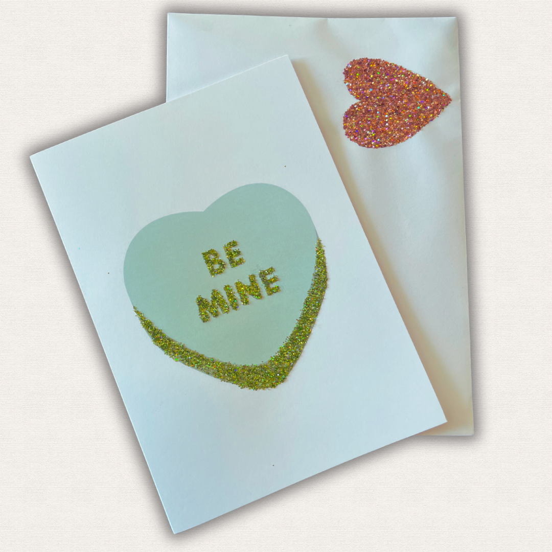 A Handmade ‘Be Mine’ A5 Glitter Card