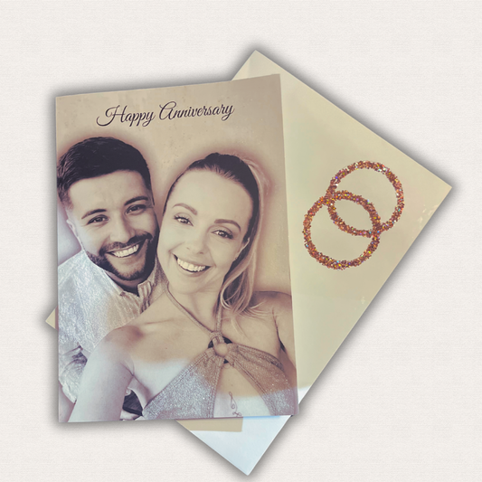 A Handmade A5 Personalised Photo Anniversary Glitter Card