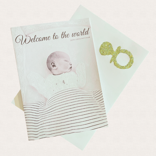 A Handmade New Born A5 Glitter Card