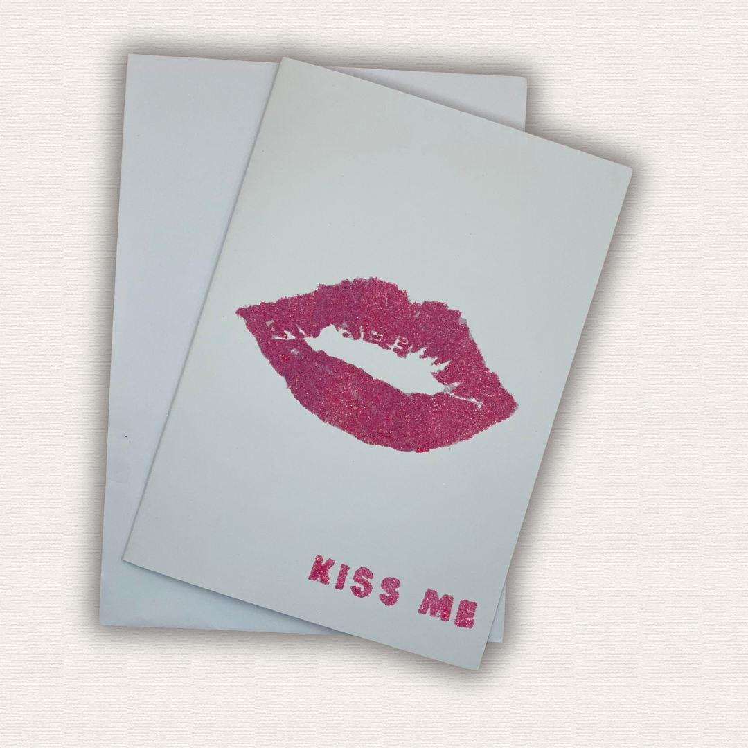 A Handmade A5 ‘Kiss Me’ Glitter Card